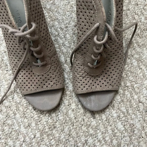 Franco sarto lace up  peep toe heels brown size 8 tan - Picture 2 of 15